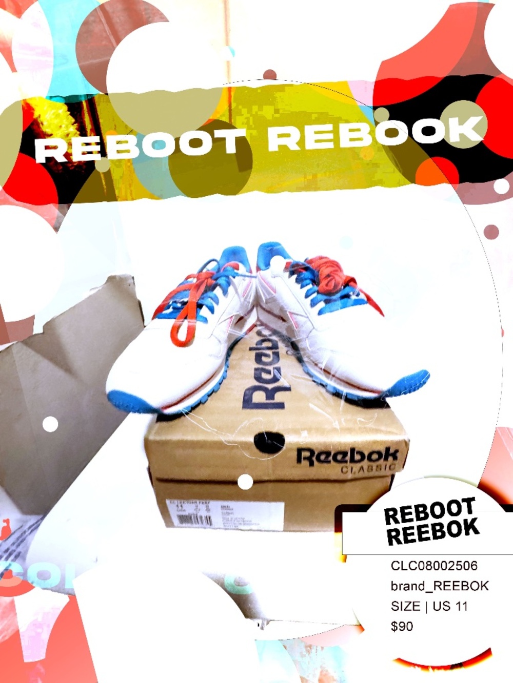 Reebok Men's White and Blue Trainers